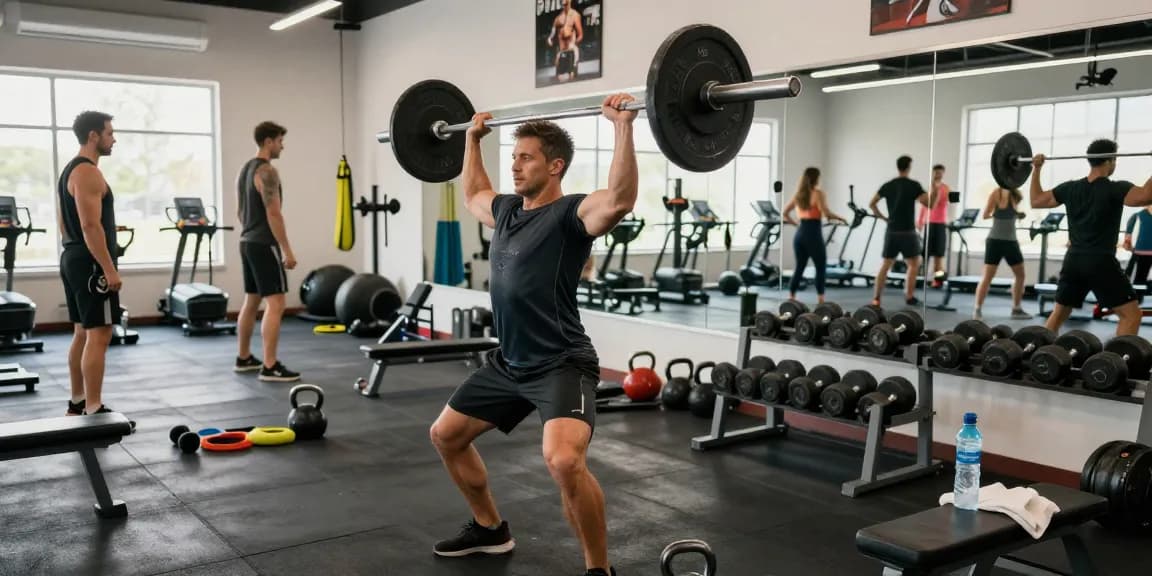 Athlete training with Prime Pharma Steroiden in modern gym, showcasing fitness equipment and community energy.