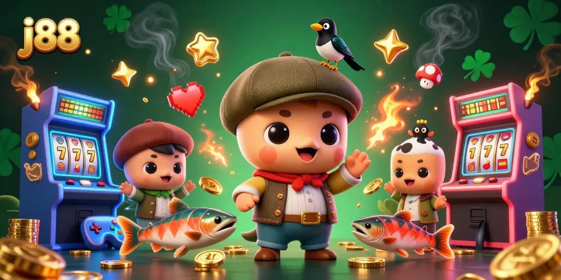 Experience thrilling gameplay at j88 with vibrant characters and colorful casino elements.