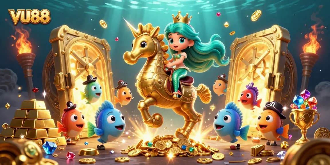 Engage with VU88's thrilling casino experience featuring a mermaid princess and treasures.