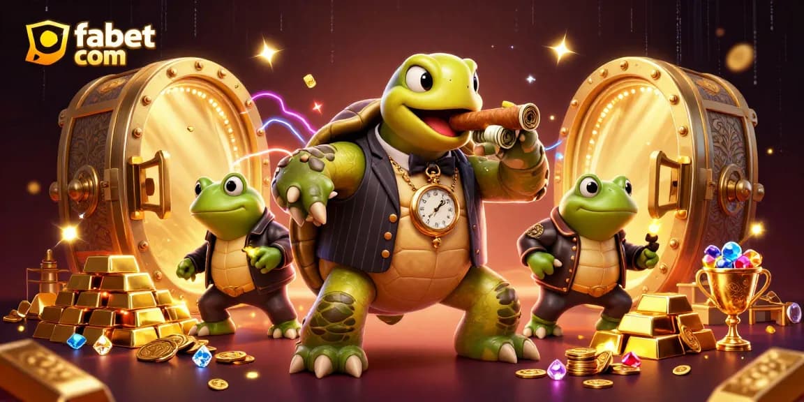 Experience thrilling action at fabet com with a massive turtle and bullfrogs amidst casino treasures