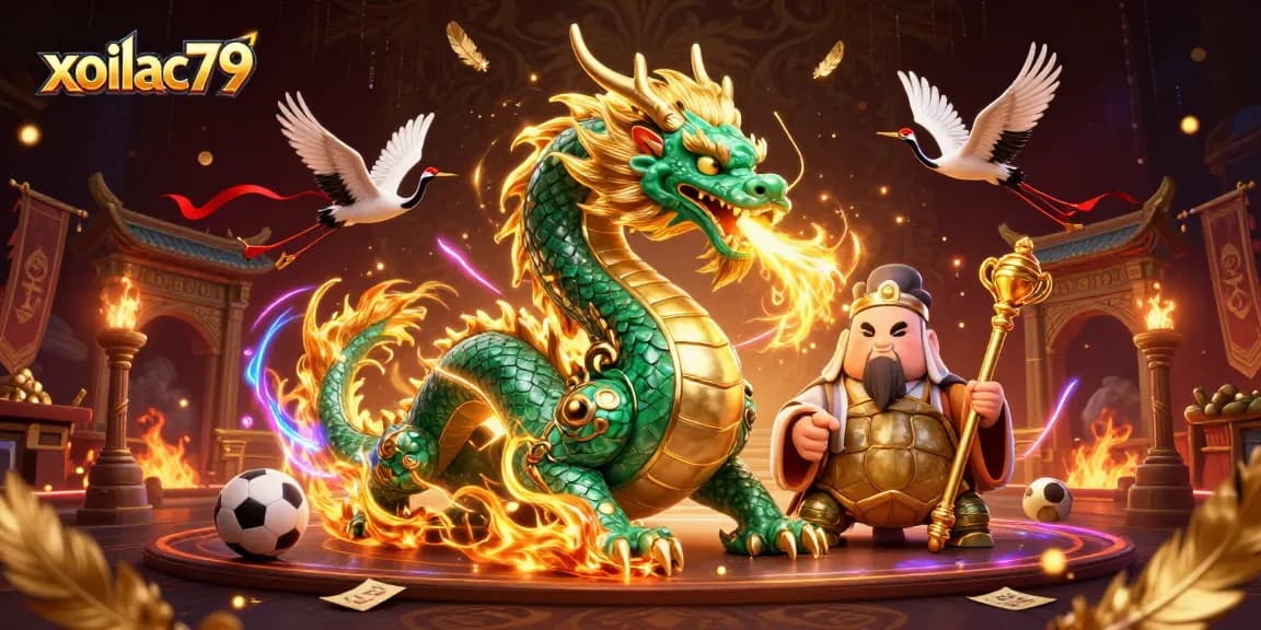 Experience sports betting excitement with an emerald jade dragon and wise turtle at xoilac79.