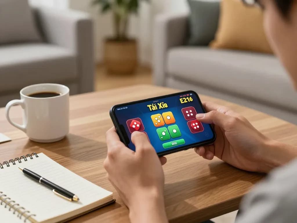 Engaging gameplay on app tài xỉu online uy tín with a smartphone, showcasing vibrant betting interface