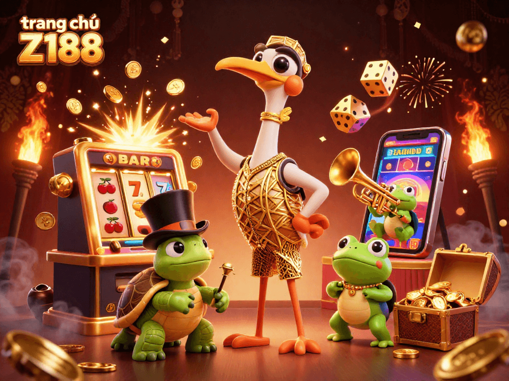 Experience the vibrant world of trang chủ Z188 with dynamic characters and casino excitement.