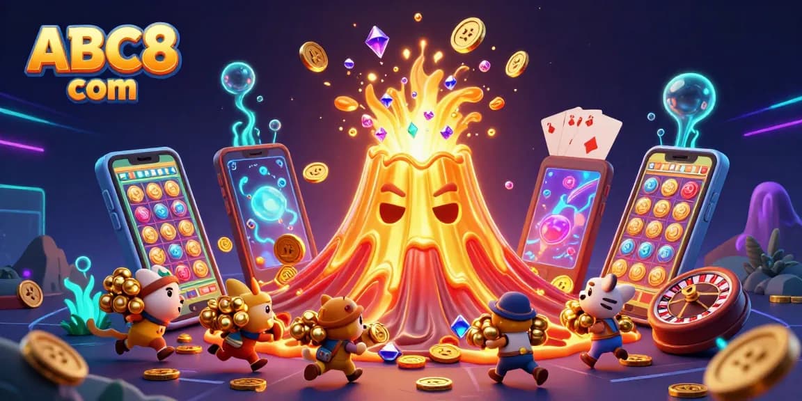Experience the thrill of winning at ABC8 com with this vibrant 3D casino scene showcasing treasure and dynamic gaming elements.