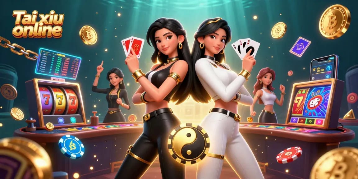 Experience the excitement of Tai xiu online with stunning twin Asian women gambling in vibrant 3D casino.