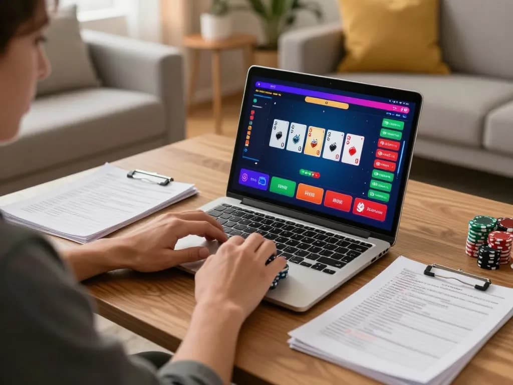 Red88 player enjoying an online poker game with vibrant interface and strategy notes