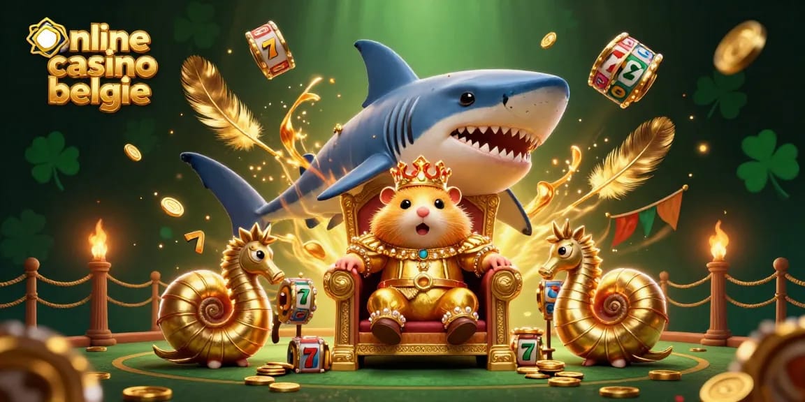 Engage in the thrilling world of online casino belgie featuring a golden hamster king and vibrant casino elements.