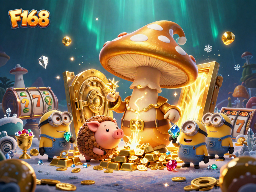Explore thrilling F168 casino adventures with magical characters amidst golden treasures.