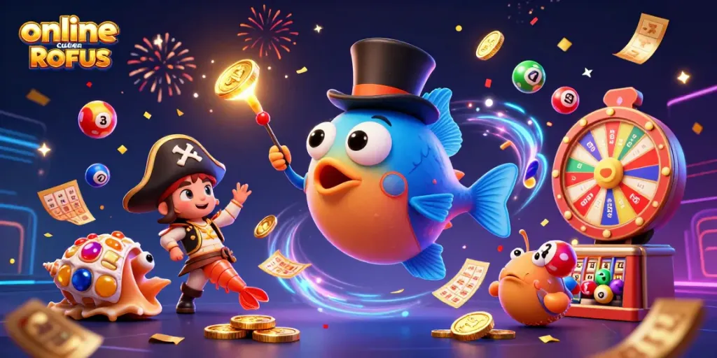 Engage with online casinoer uden ROFUS through a vibrant scene of animated casino elements.