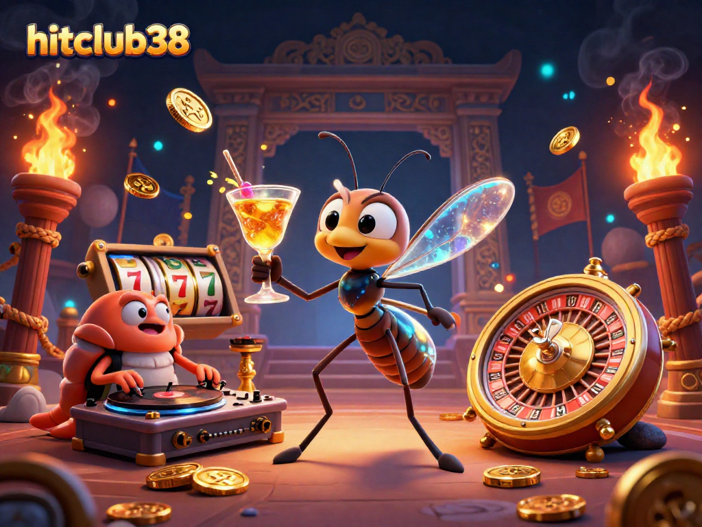 Experience hitclub38's vibrant gaming atmosphere featuring unique casino characters in action.