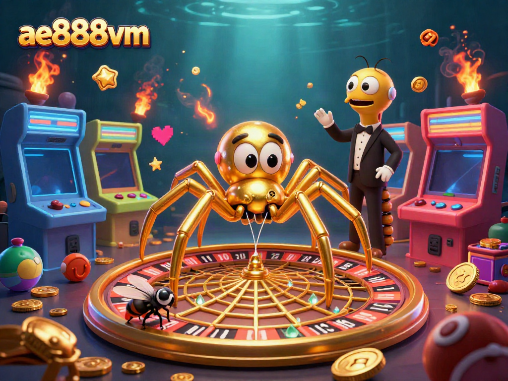 Engage in thrilling gameplay at ae888vm with an exciting roulette wheel scene and vibrant casino elements.