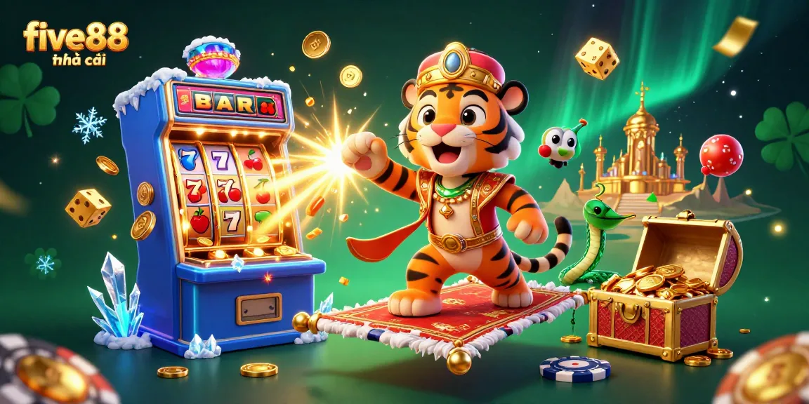 Experience the excitement of five88 nhà cái with vibrant casino illustrations showcasing dynamic gaming elements.