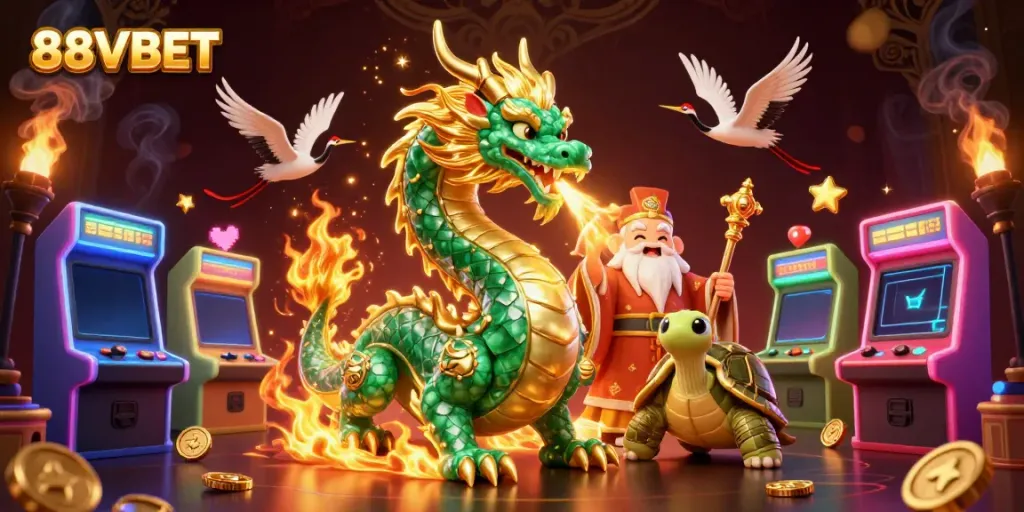 Experience the thrilling 88VBET gaming adventure with dynamic characters in an ultra-detailed illustration.
