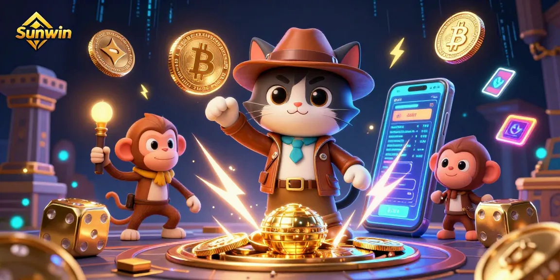Experience Sunwin’s thrilling casino adventure with a cartoon archaeologist cat and crypto wonders.