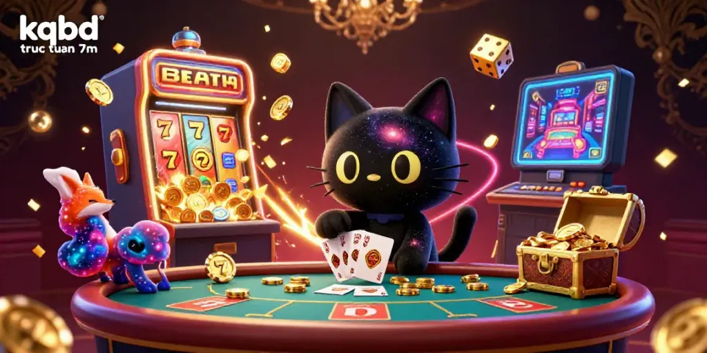 Engage with kqbd truc tuyen 7m through this vibrant 3D illustration showcasing a cosmic casino scene.