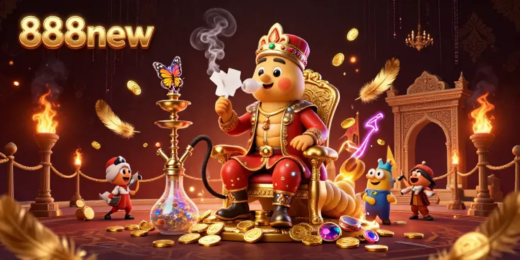 Immerse in 888new’s vibrant casino world featuring a hookah-master and dynamic gaming elements.