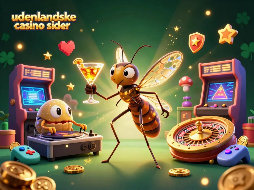 Engage with udenlandske casino sider showcasing an ultra-detailed casino scene with vibrant 3D characters and gaming elements.