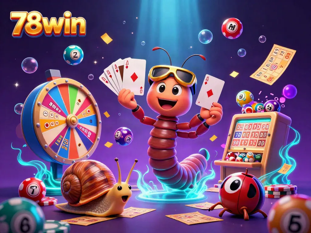 Engage with thrilling 78win gaming, featuring vibrant characters and lottery excitement.