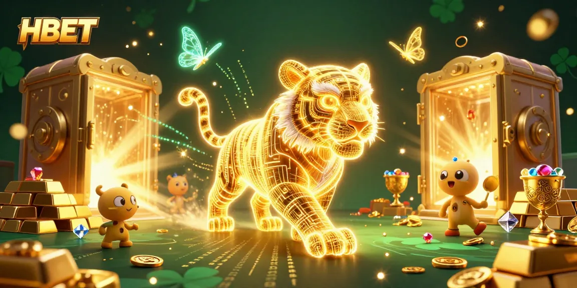 Experience thrilling wins with HBET in a vibrant digital casino journey filled with light and treasures.