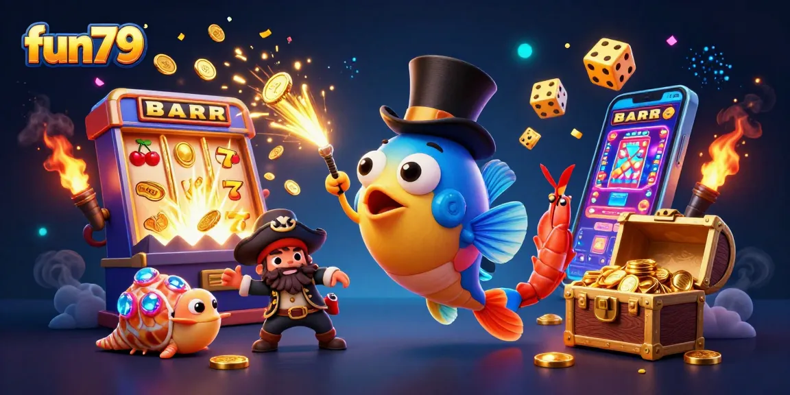 Spin the reels at fun79 with vibrant characters and dynamic casino elements exploding around!