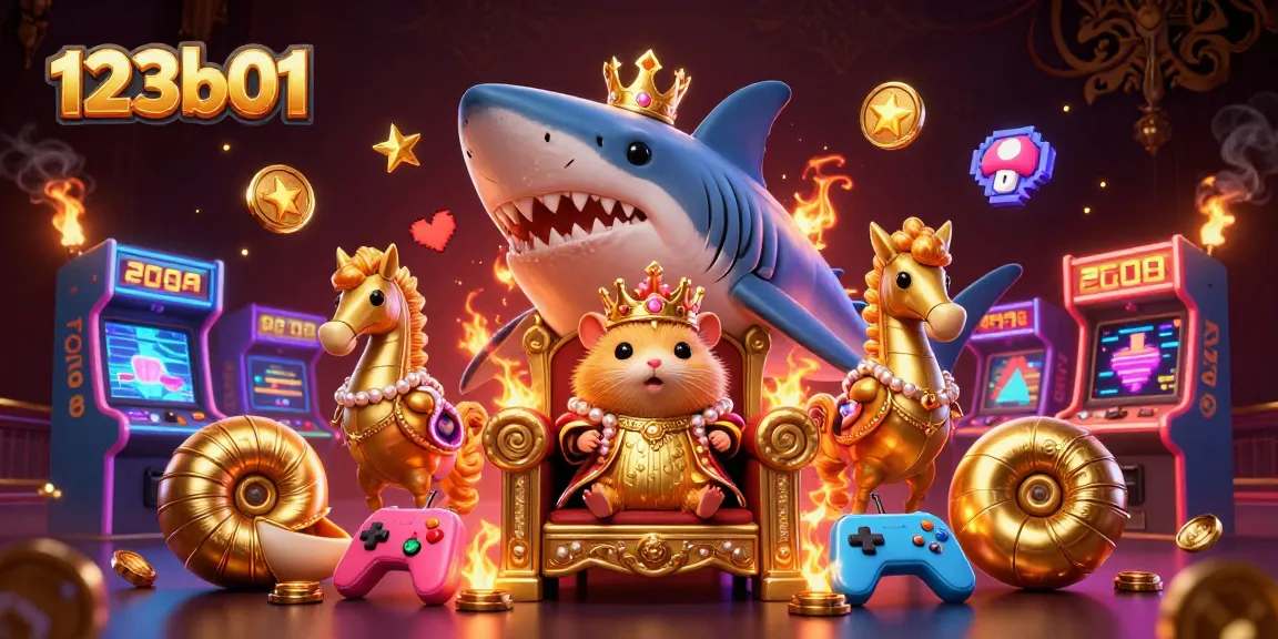 Gamblers engage in thrilling play at 123b01 with golden hamster king throne and casino game elements.