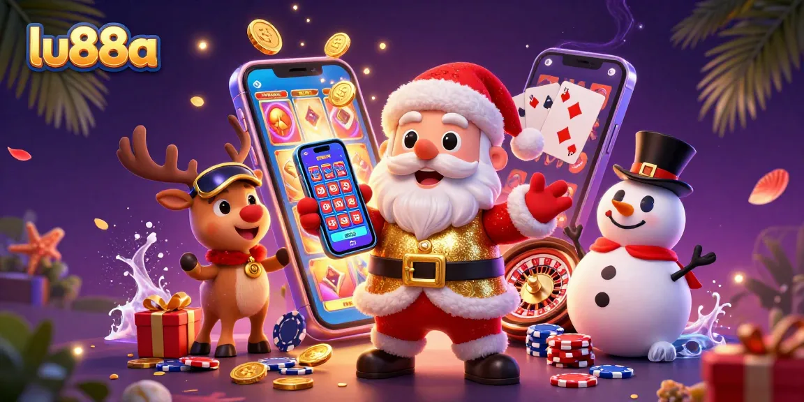 Experience the excitement of lu88a casino with Santa, his reindeer dealer, and a poker chip snowman.