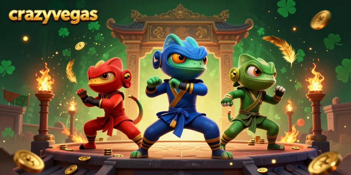 Experience thrilling action with crazyvegas as ninja chameleons battle in a vibrant 3D casino world.