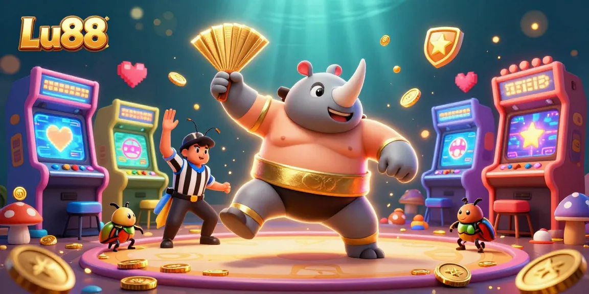 Join the action at Lu88 with the sumo champion beetle and glowing arcade games!